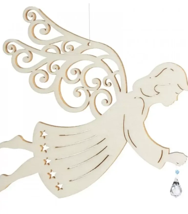 Ange De Noël A Suspendre En Feuille D'Erable Avec Cristal Swarovski, 19 Cm