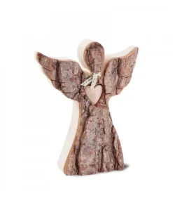 Ange De Noël En Bois, Avec Coeur Et Echarpe, 12 Cm