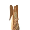 Ange De Noël En Bois Avec Ailes Metal, 12 Cm