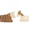 Animaux En Bois Pour Crèche De Noël, L'Ane Et Boeuf, 6 Cm