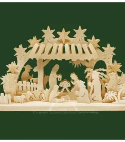 Bougeoir Electrique Led Crèche De Noël Etable En Bois