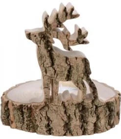 Bougeoir En Bois Brame Du Cerf, 13 Cm