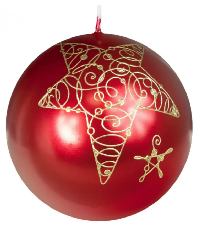 Bougie De Noël Boule Avec Etoile, 8 Cm