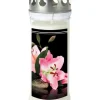 Bougie Funeraire Fleur De Lys, 21,5 Cm