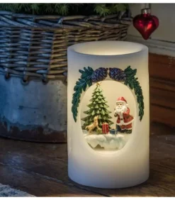 Bougie Led Père Noël Avec Petit Chien