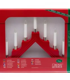 Chandelier À 7 Branches En Bois, Rouge