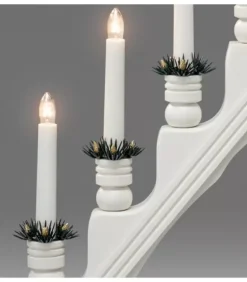 Chandelier Blanc À 7 Branches, Bougies Electriques