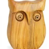 Chouette En Bois Poli, 9 Cm