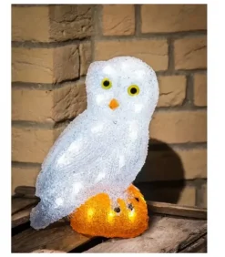 Chouette Lumineuse Led En Acrylique, 27 Cm