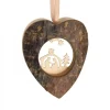 Coeur En Bois A Suspendre Motif Cisele Crèche Et Etoile, 6 Cm