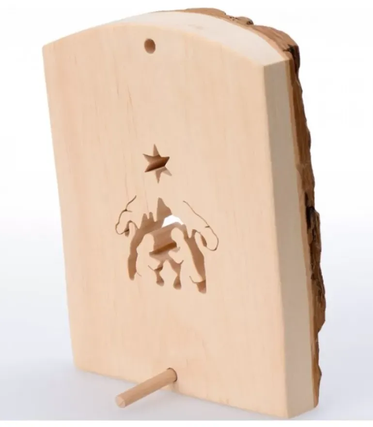 Crèche A Poser En Ecorce De Bois, 11 Cm