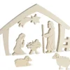 Crèche De Noël Avec Nativite, Bois Naturel, 15 Cm