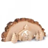 Crèche De Noël En Bois Cisele Dans Un Rondin De Bois, 30 Cm