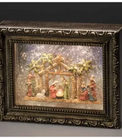 Crèche De Noël Lumineuse, Effet Neige