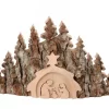 Crèche De Noël Taillee Dans Une Ecorce De Bois, Motif Etable, 20 Cm