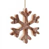 Déco De Noël, Flocon De Neige En Bois A Suspendre, 7 Cm