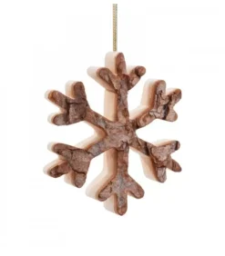 Déco De Noël, Flocon De Neige En Bois A Suspendre, 7 Cm