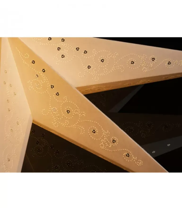 Etoile Lumineuse En Papier A Suspendre, 7 Branches, Blanche, 60 Cm