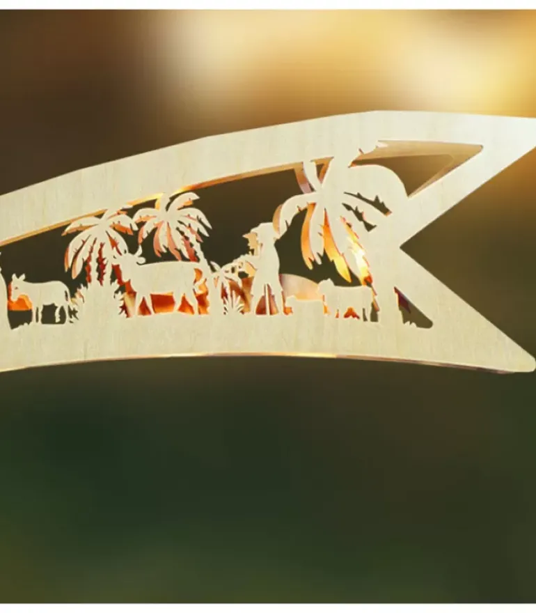 Grande Etoile Lumineuse En Bois A Suspendre