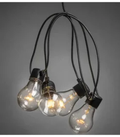 Guirlande Lumineuse De Terrasse 10 M Extensible, 10 Ampoules Ambrees