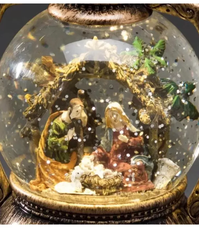 Lanterne À Neige, Crèche De Noël, 20 Cm