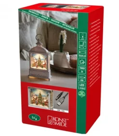 Lanterne De Noël Blanche, Village De Noël Avec Sapin