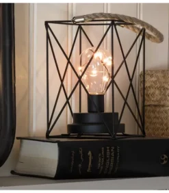 Lanterne Lumineuse A Led En Metal, Carree, 19 Cm