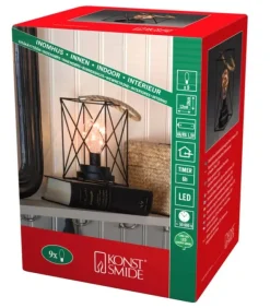 Lanterne Lumineuse A Led En Metal, Carree, 19 Cm