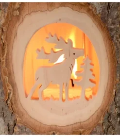 Lanterne Photophore En Bois, Cerf En Foret