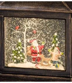 Lanterne Père Noël Sous LÀ Neige Avec Enfant, 25 Cm