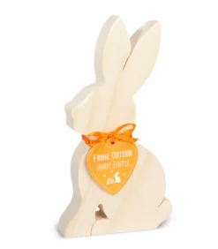 Lapin En Bois Naturel, 15 Cm