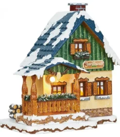 Maison Eclairee Pour Figurine De Noël Miniature Winterkinder, La Maison Forestiere