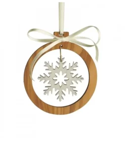 Pendentif En Bois D'Olivier Motif Cristal De Neige N°2