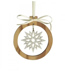 Pendentif En Bois D'Olivier Motif Cristal De Neige N°1