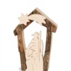 Petite Crèche De Noël En Ecorce 7,5 Cm, Avec Nativite En Bois D'Erable