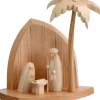 Petite Crèche Moderne En Bois Avec Un Palmier Et La Nativite