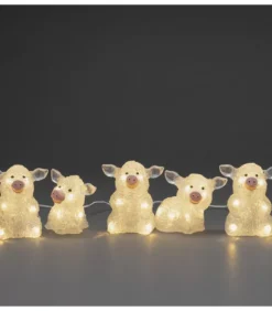 Petits Cochons Lumineux En Acrylique Led 12,5 Cm, Lot De 5
