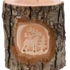 Photophore En Bois Cisele, Cerf En Foret
