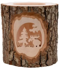 Photophore En Bois Cisele, Elan Dans La Foret