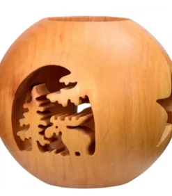 Photophore En Bois Forme Spherique, Motif, Motif Elan