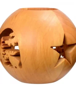 Photophore En Bois Forme Spherique, Motif, Motif Elan