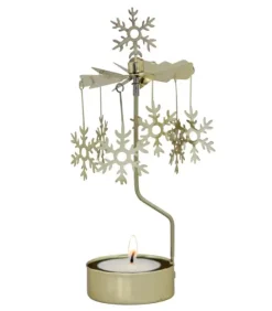 Photophore Noël Flocons De Neige Dores