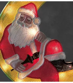 Père Noël Lumineux Sur La Lune