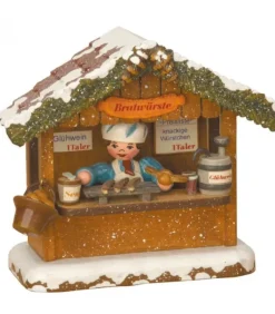 Village Noël Miniature, Chalet Marche De Noël Vendeur De Saucisses